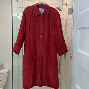 London Fog Women’s Long Trench Raincoat - Red - 14 Reg